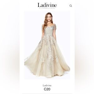 Ladivine C20 Champagne Off-the-Shoulder Maxi Dress